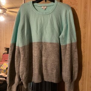 Super cute, soft sweater. Worn twice in great condition.mint green and grey.